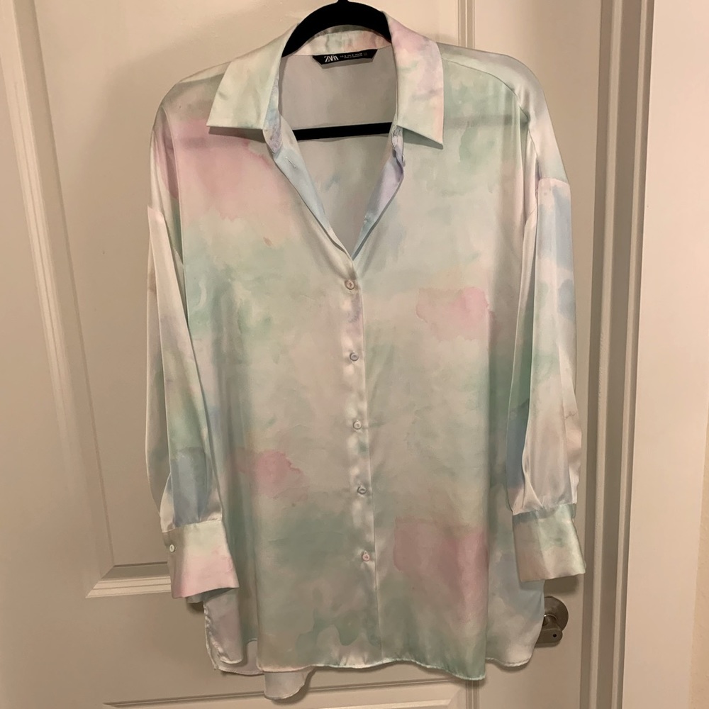 Zara Button Down - Watercolor